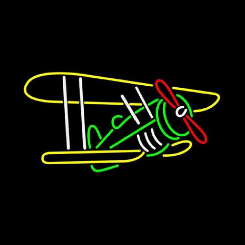 Green seaplane neon light sign - green,